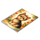 Schattige Yorkshire Terrier Puppy met Rode Strik Notitieboek (Linkerzijde)