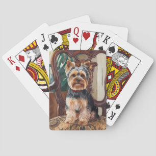 Schattige Yorkshire Terrier Schilderij Pokerkaarten