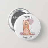 Schattige Yorkshire Terrier Verjaardag Ronde Button 5,7 Cm (Voorkant /achterkant)
