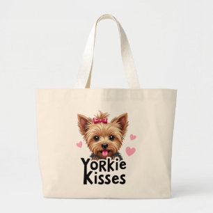 Schattige Yorkshire Terrier Yorkie Kus Puppy Hond Grote Tote Bag