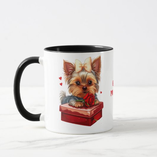 Schattige yorky harten Moederdag-Valentijn Mok (Links)