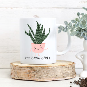 Schattige You Grow Girl Funny Plant Lover Tweekleurige Koffiemok
