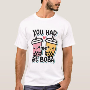 Schattige "You Had Me At Boba" Kawaii Bubble Tea T-shirt