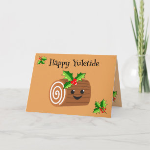 Schattige Yule Log Yuletide Kaart