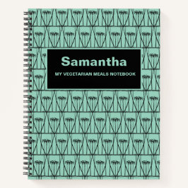 Schattige, zacht groen, Silhouet Vegetarische maal Notitieboek