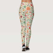 Schattige zacht kleur bloemenpatroon leggings (Achterkant)