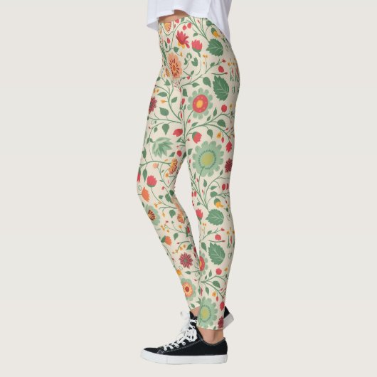 Schattige zacht kleur bloemenpatroon leggings (Links)