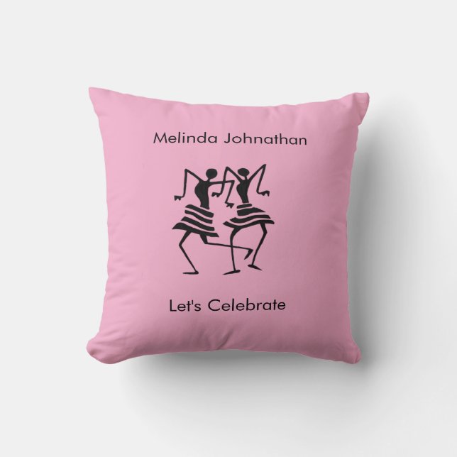 Schattige, Zacht Roze, Silhouette Celebration Kussen (Voorkant)