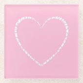 Schattige, zacht roze versierd hart glazen onderzetter (Voorkant)