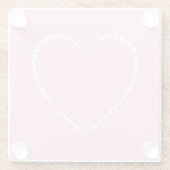 Schattige, zacht roze versierd hart glazen onderzetter (Achterkant)