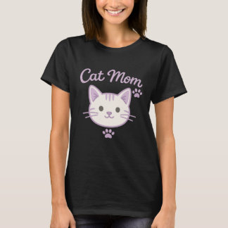 Schattige Zachte Paarse Kat Moeder Aesthetic Kawai T-shirt