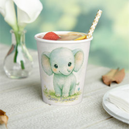 Schattige zachte reus olifant aquarel baby shower papieren bekers