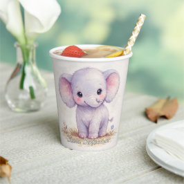 Schattige zachte reus waterverf olifant baby showe papieren bekers
