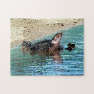 Schattige Zachte Schildschildpad op de strand Legpuzzel