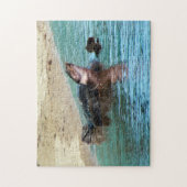 Schattige Zachte Schildschildpad op de strand Legpuzzel (Verticaal)