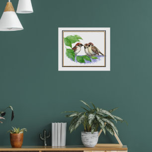 Schattige zangmus, vogel, tuin, dier natuur poster