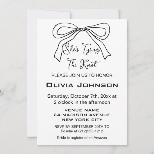 Schattige Ze is het binden van de Knot Black Bow V Kaart (Voorkant)