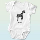 Schattige zebra aangepaste naam gepersonaliseerd romper