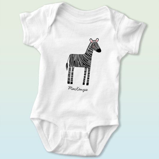 Schattige zebra aangepaste naam gepersonaliseerd romper