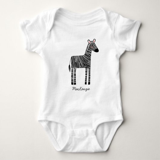 Schattige zebra aangepaste naam gepersonaliseerd romper (Voorkant)