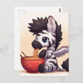 Schattige Zebra Angel Eating Ramen Briefkaart (Voorkant / Achterkant)