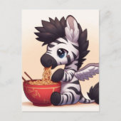 Schattige Zebra Angel Eating Ramen Briefkaart (Voorkant)