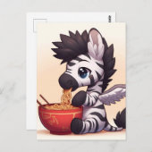 Schattige Zebra Angel Eating Ramen Briefkaart (Voorkant / Achterkant)