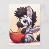 Schattige Zebra Angel Eating Ramen Briefkaart (Voorkant)