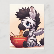 Schattige Zebra Angel Eating Ramen
