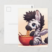 Schattige Zebra Angel Eating Ramen Briefkaart (Voorkant / Achterkant)