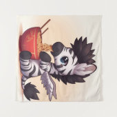 Schattige Zebra Angel Eating Ramen Tapestry Wandkleed (Voorkant (horizontaal))