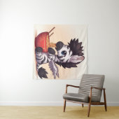 Schattige Zebra Angel Eating Ramen Tapestry Wandkleed (In Situ (horizontaal))