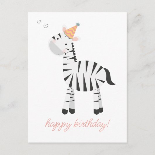 Schattige zebra cartoon - Kinderverjaardag Briefkaart (Voorkant)