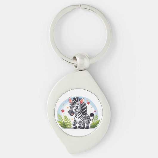 Schattige zebra cartoon sleutelhanger (Voorkant)