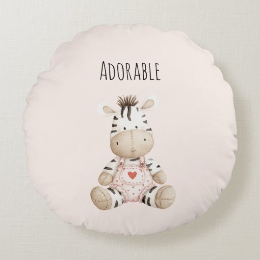 Schattige zebra dier rond kussen (Voorkant)
