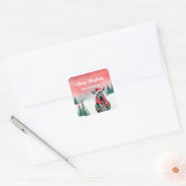 Schattige Zebra dier wilde kerstfeest kinder Vierkante Sticker (Envelop)
