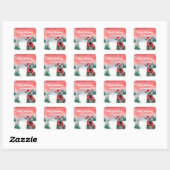 Schattige Zebra dier wilde kerstfeest kinder Vierkante Sticker (Vel)