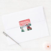 Schattige Zebra dier wilde kerstfeest kinder Vierkante Sticker (Envelop)