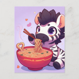 Schattige Zebra Eating Ramen Briefkaart