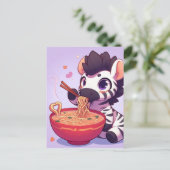 Schattige Zebra Eating Ramen Briefkaart (Staand voorkant)