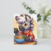 Schattige Zebra Eating Ramen Briefkaart (Staand voorkant)