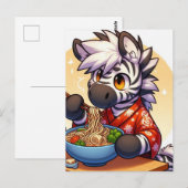Schattige Zebra Eating Ramen Briefkaart (Voorkant / Achterkant)