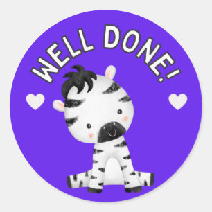 Schattige Zebra Goed Gedaan Leerling Vooruitgang P Ronde Sticker