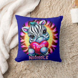 Schattige Zebra Holding Heart Kussen