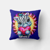 Schattige Zebra Holding Heart Kussen (Achterkant)