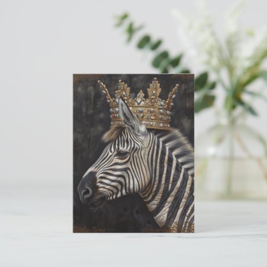 Schattige Zebra in een kroon Briefkaart (Staand voorkant)