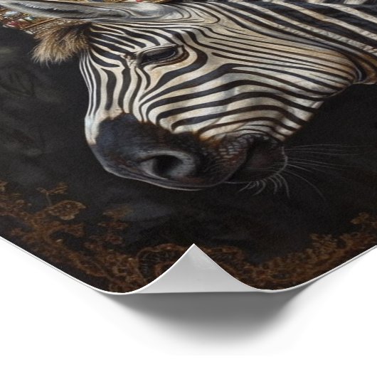 Schattige Zebra in een kroon Poster (Hoek)