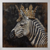 Schattige Zebra in een kroon Poster (Voorkant)