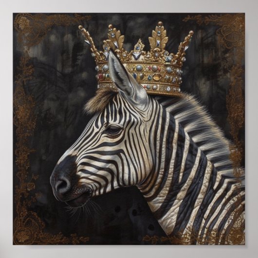 Schattige Zebra in een kroon Poster (Voorkant)