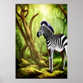 Schattige Zebra in het bos | AI Art Poster (Voorkant)